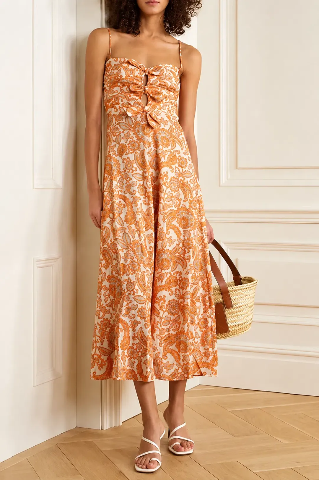 Zimmermann Peggy Tie Front Midi Dress Paisley Print Size 2 / AU 12 for rent on The Volte - main image