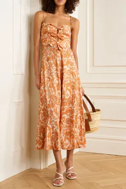 Zimmermann Peggy Tie Front Midi Dress Paisley Print Size 2 / AU 12 for rent on The Volte - image 1