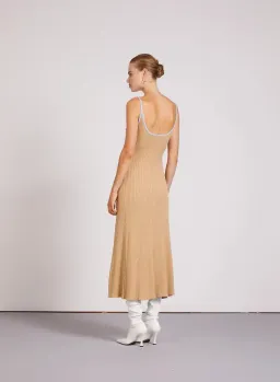Anna Quan Scarlet Ribbed Knit Cotton Midi Dress Tan/Blue Size 10 for rent on The Volte - image 4
