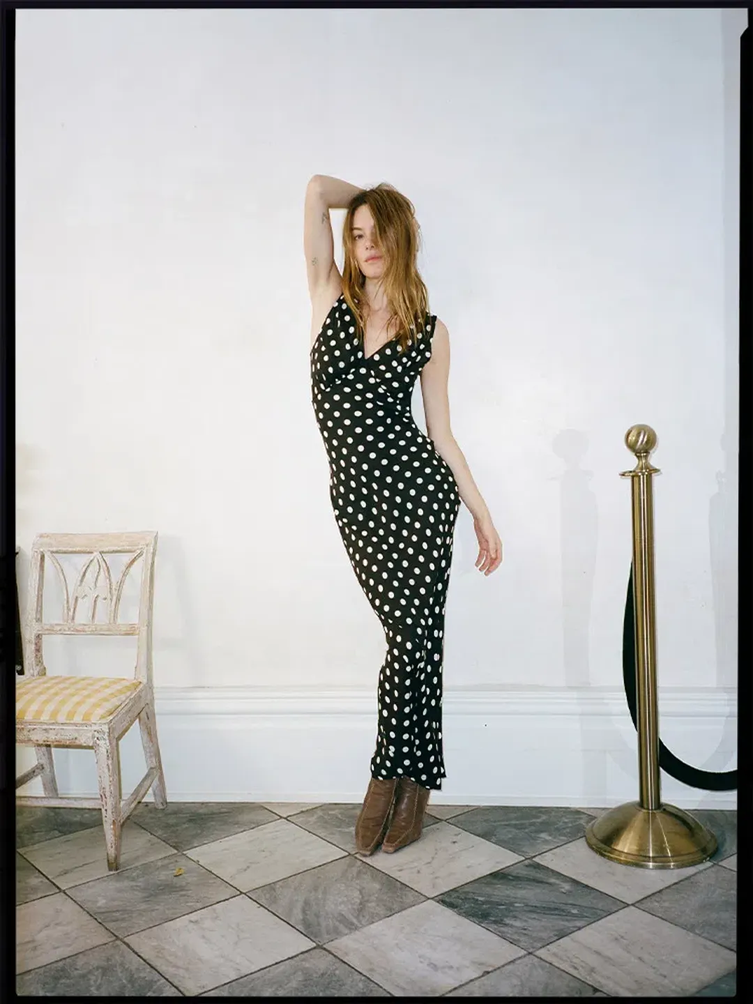 Realisation Par The Delphine Silk Maxi Dress in Midnight Spot Size M / AU 10 for rent on The Volte - main image
