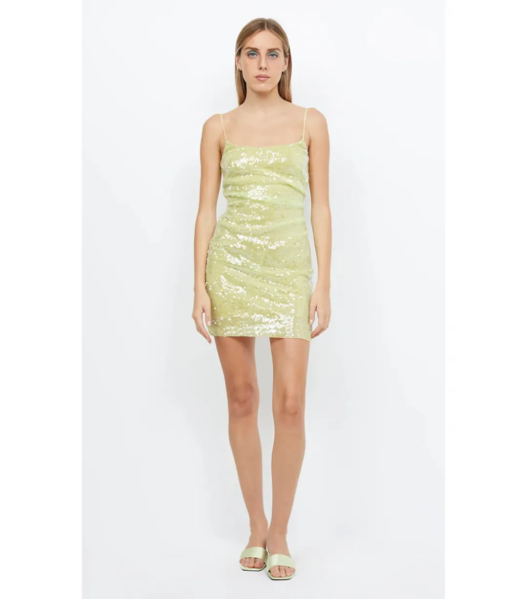 Bec & Bridge Venus Sequin Mini Dress in Citrus Size AU 10 for rent on The Volte - main image