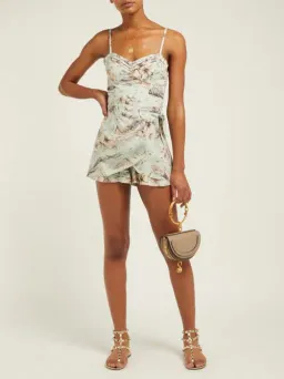 Zimmermann Wayfarer Wrap Playsuit Floral Size 2 / Au 12 for rent on The Volte - image 1