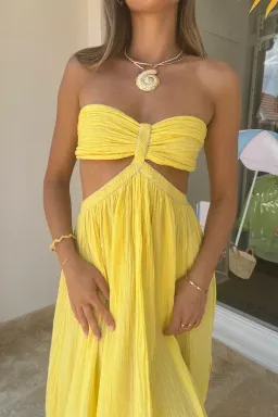 D'Artemide Chloe Strapless Cotton Dress Yellow One Size for rent on The Volte - image 3