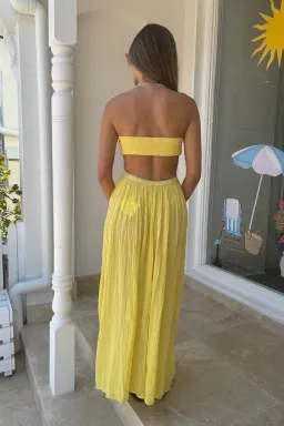 D'Artemide Chloe Strapless Cotton Dress Yellow One Size for rent on The Volte - image 4