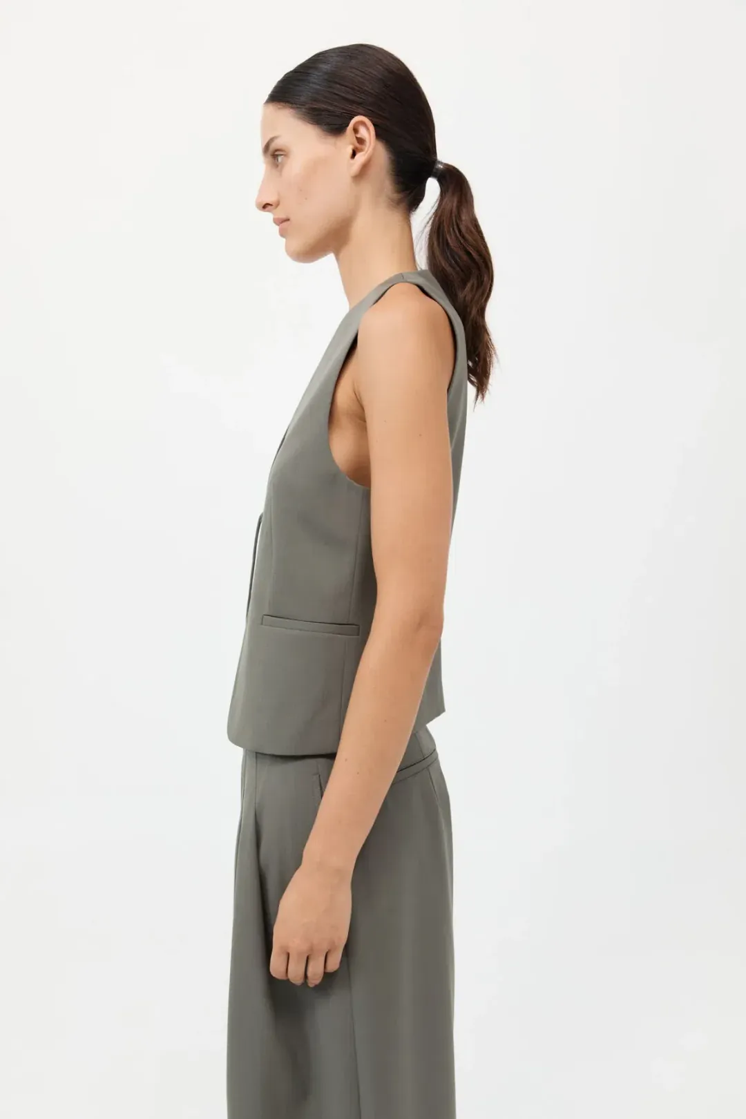 St.Agni Rouleau Vest in Smokey Olive Size S / AU 8 for rent on The Volte - main image