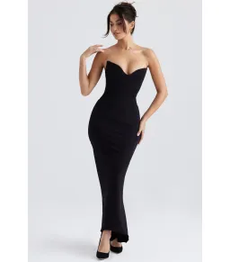House Of Cb Sabine Crepe Strapless Corset Dress Black Size AU 8 for rent on The Volte - image 1