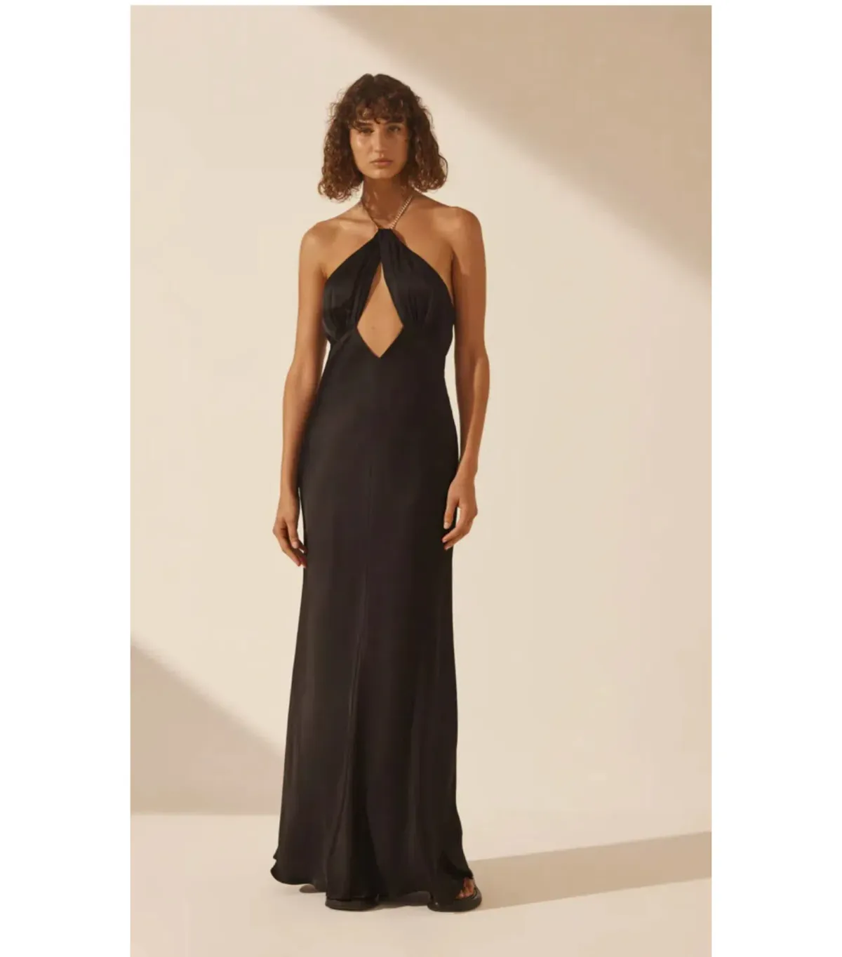 Shona Joy Lydie Chain Halter Neck Dress Black Size AU 8 - Image 1