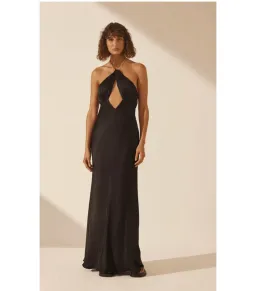 Shona Joy Lydie Chain Halter Neck Dress Black Size AU 8 for rent on The Volte - image 1