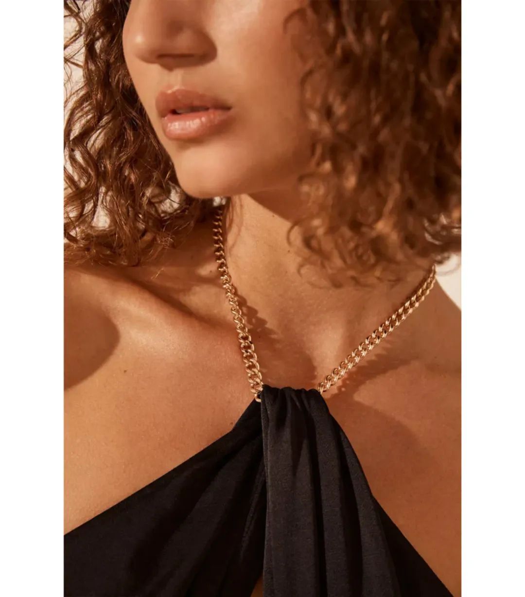 Shona Joy Lydie Chain Halter Neck Dress Black Size AU 8 for rent on The Volte - main image