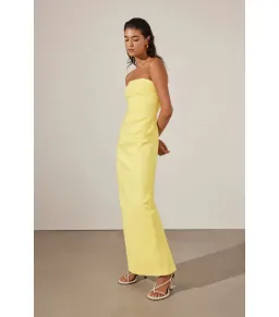Shona Joy Lani Strapless Draped Maxi Dress Lemon Yellow Size AU 8 for rent on The Volte - image 2