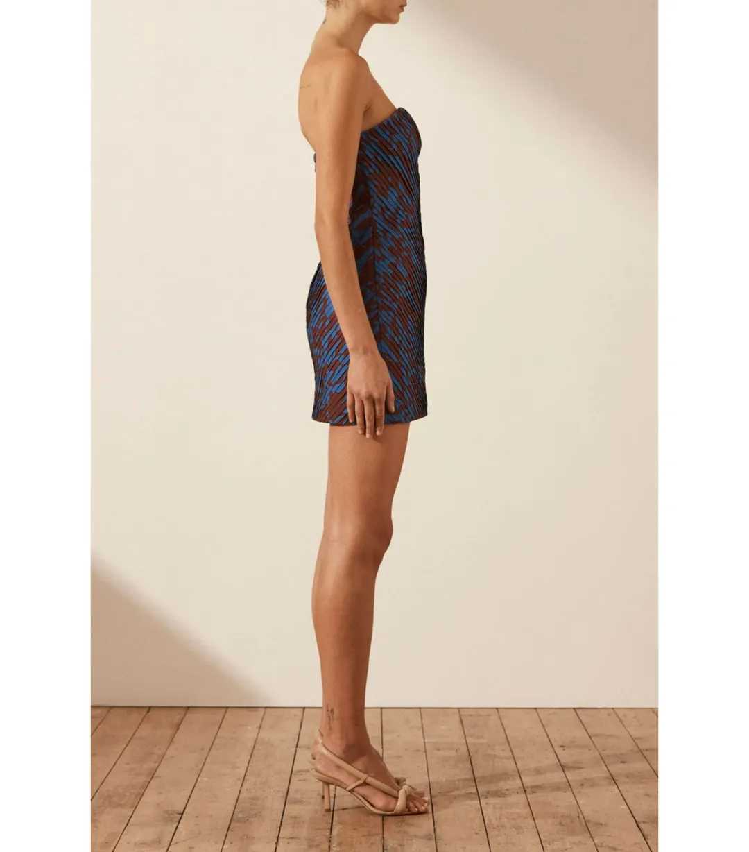 Shona Joy Catia Strapless Pleated Mini Dress Print Size AU 10 for rent on The Volte - main image