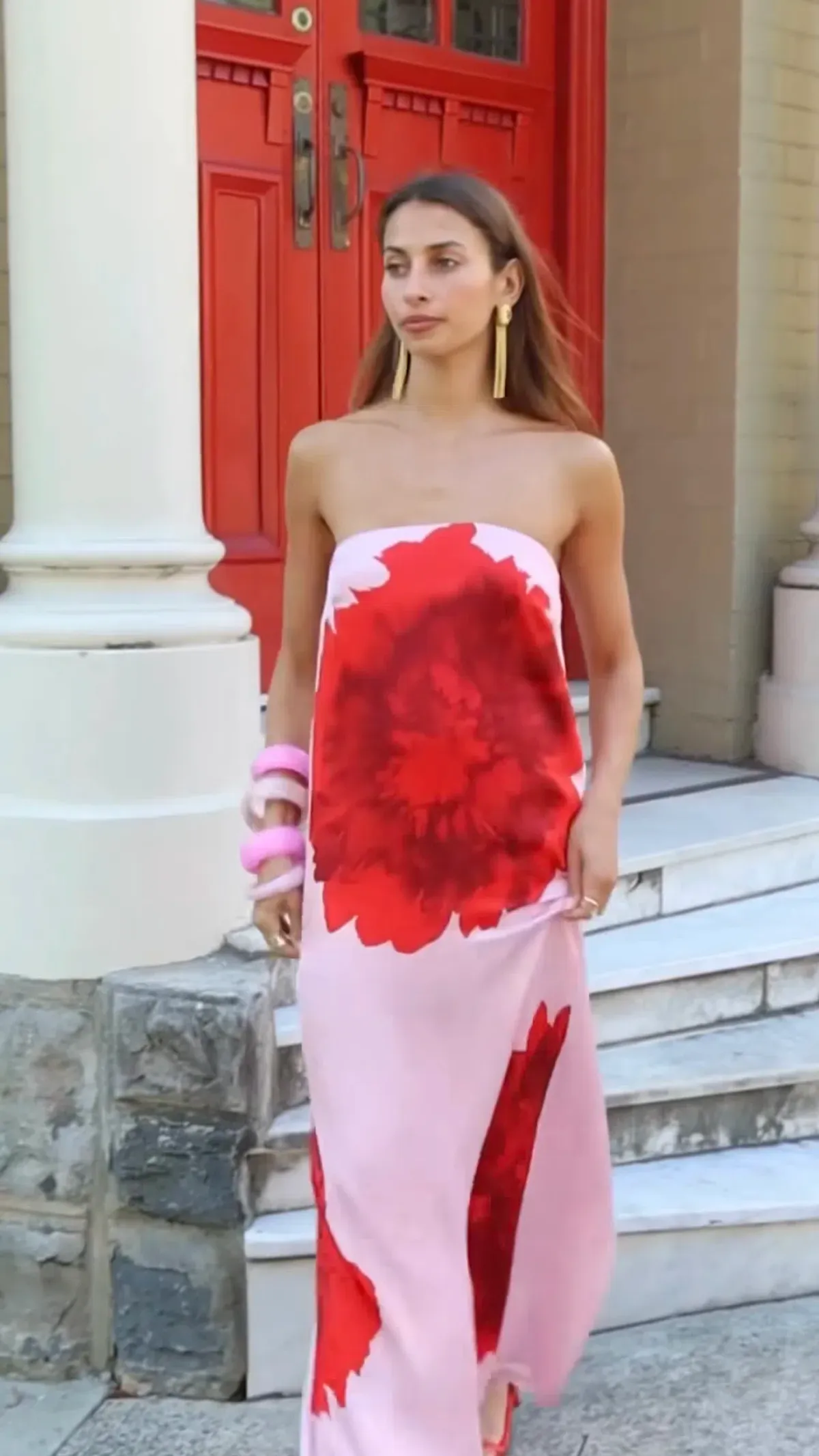Suboo Emilia Bustier Maxi Dress Pink Floral Size 8 - Image 4