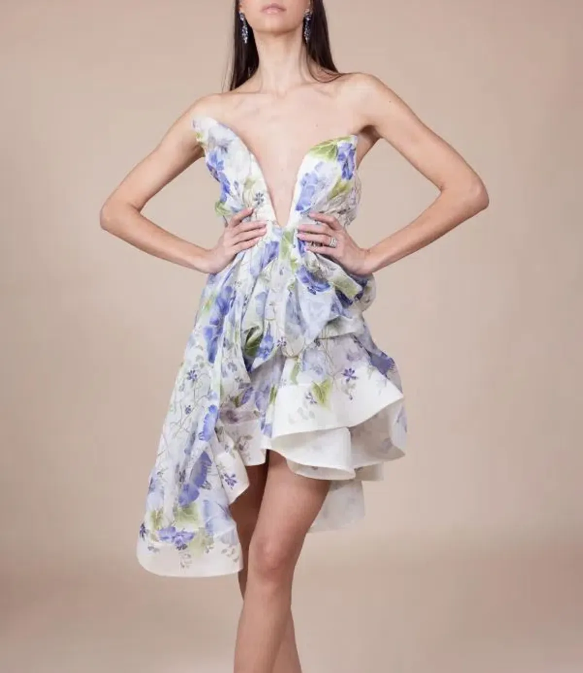 Zimmermann Natura Draped Mini Dress Blue Floral Size 0 / AU 8 - Image 8