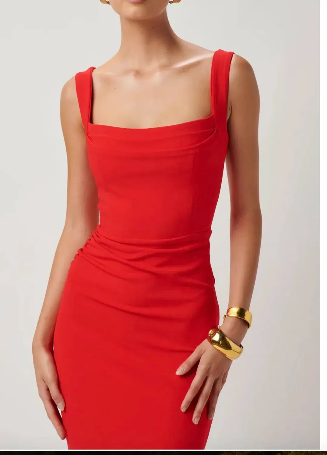 Effie Kats Marbella Midi Dress Cherry Red Size 6 for rent on The Volte - main image