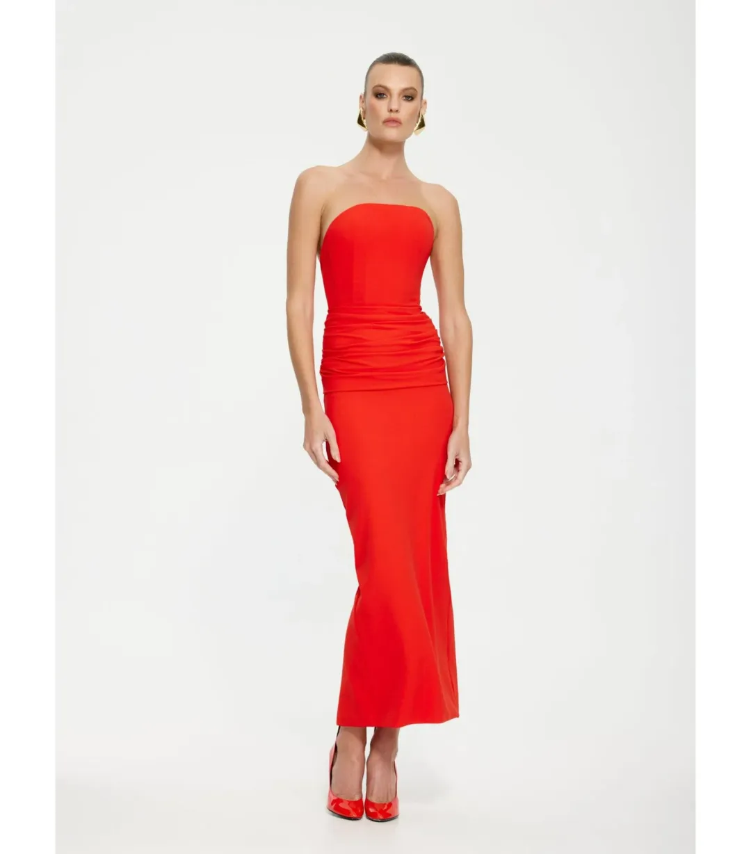 Effie Kats Astor Midi Dress in Cherry Red Size AU 6 for rent on The Volte - main image