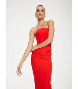 Effie Kats Astor Midi Dress in Cherry Red Size AU 6 for rent on The Volte - image 2