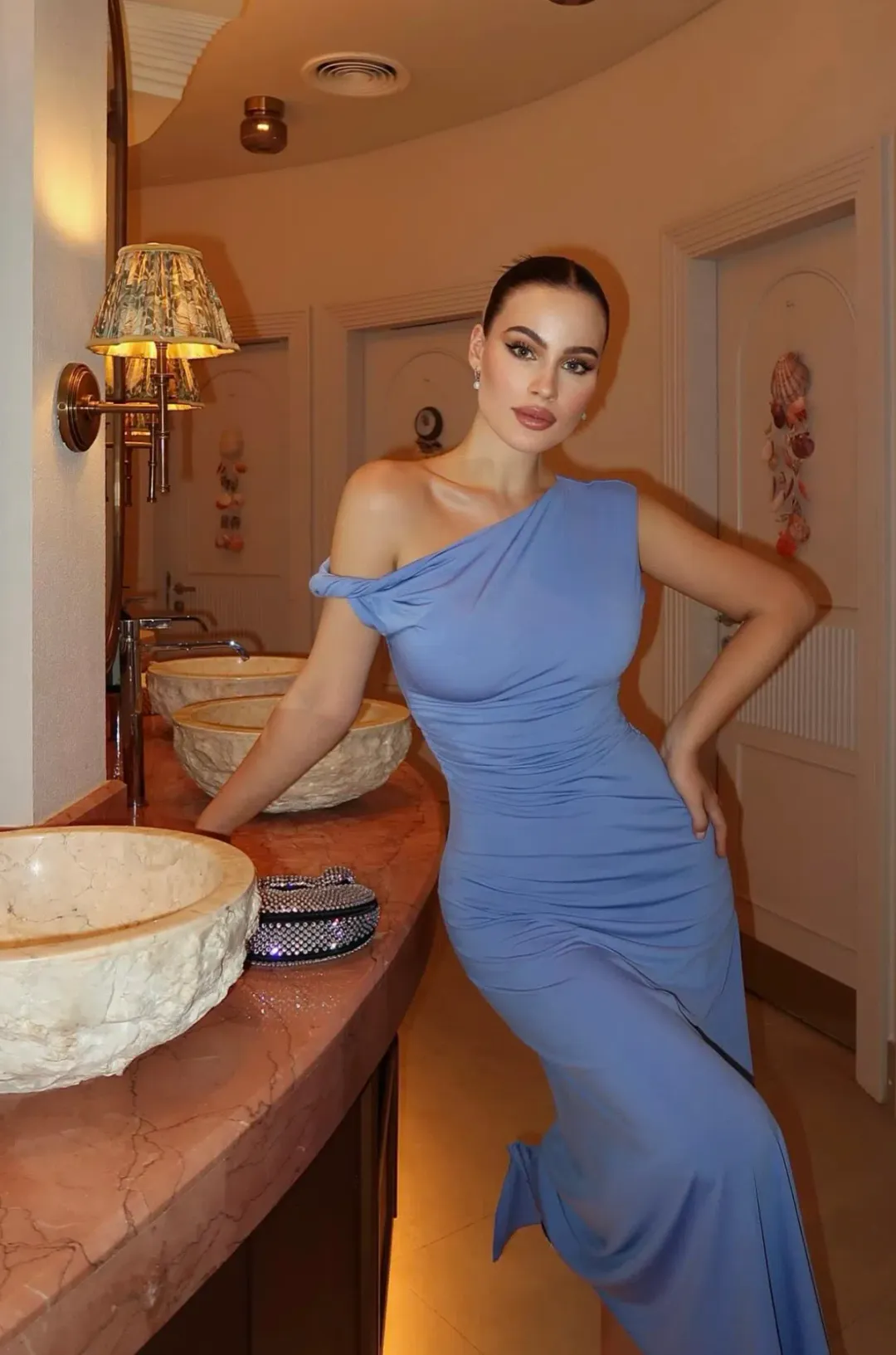 Misha Alma Matte Jersey Midi Dress Cornflower Blue Size 8/S for rent on The Volte - main image