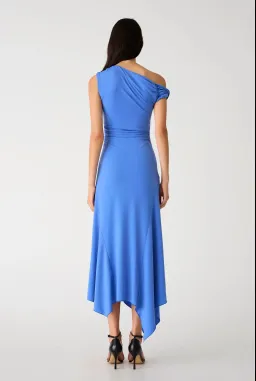 Misha Alma Matte Jersey Midi Dress Cornflower Blue Size 8/S for rent on The Volte - image 3