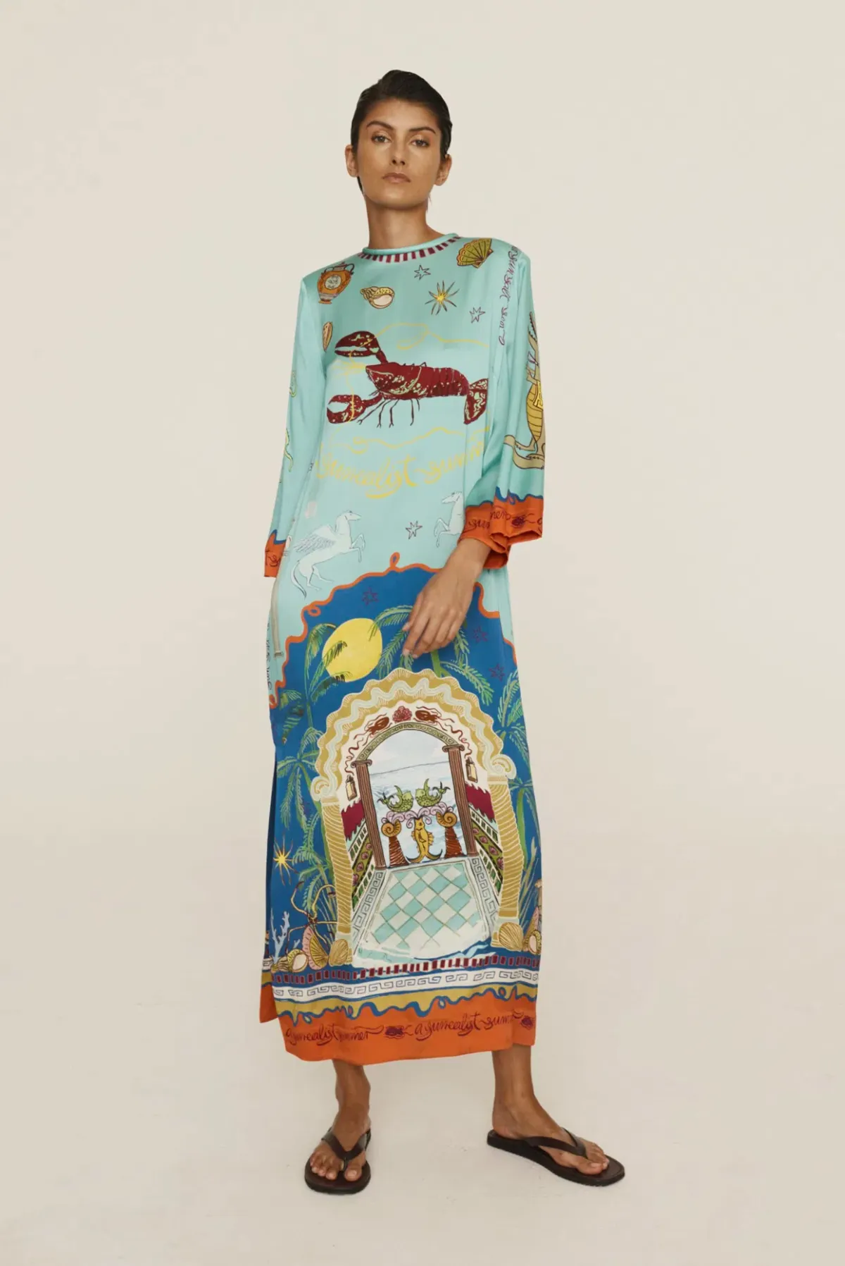 Alemais Surrealist Summer Silk Midi Dress Multi Size 16 - Image 7