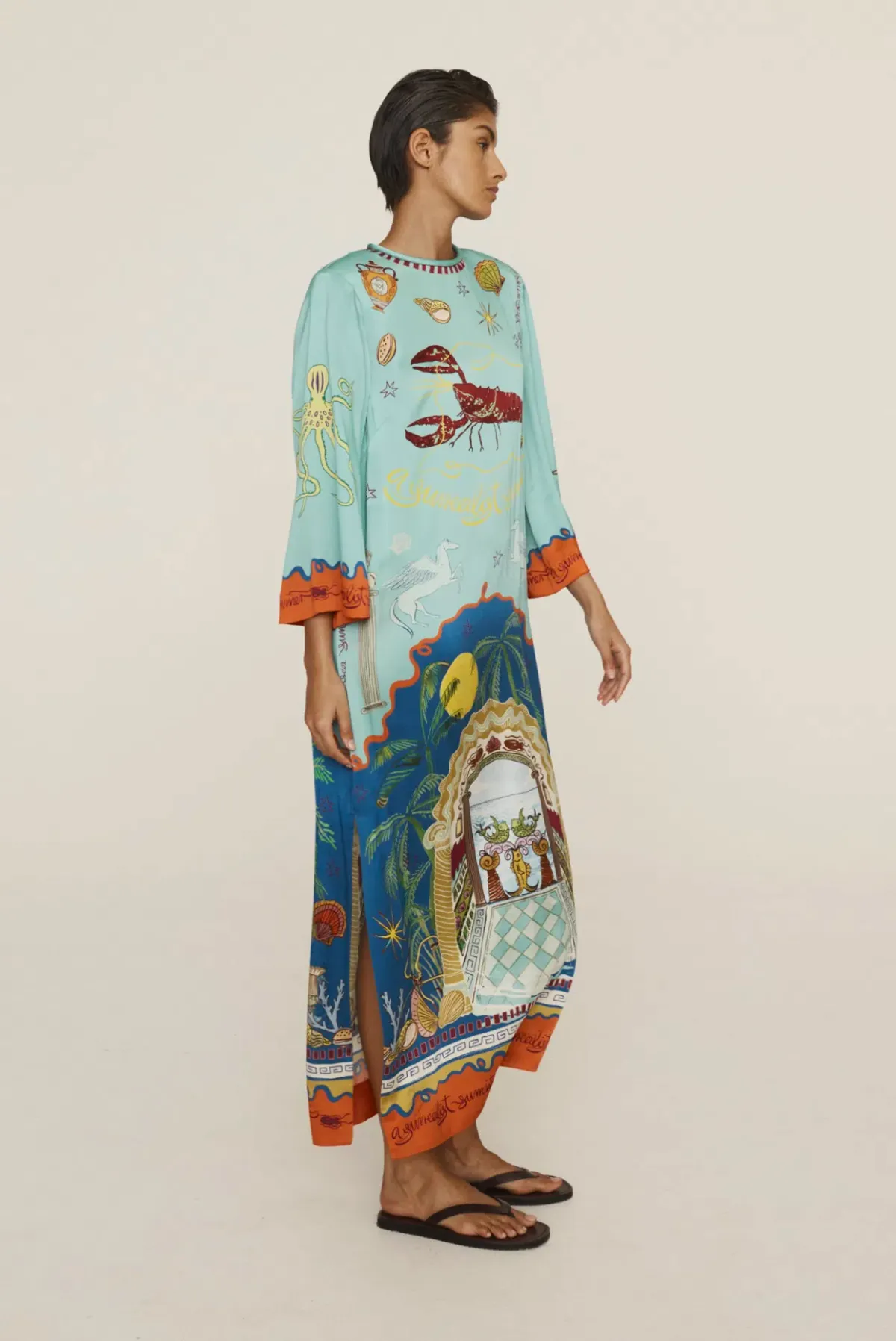 Alemais Surrealist Summer Silk Midi Dress Multi Size 16 - Image 6