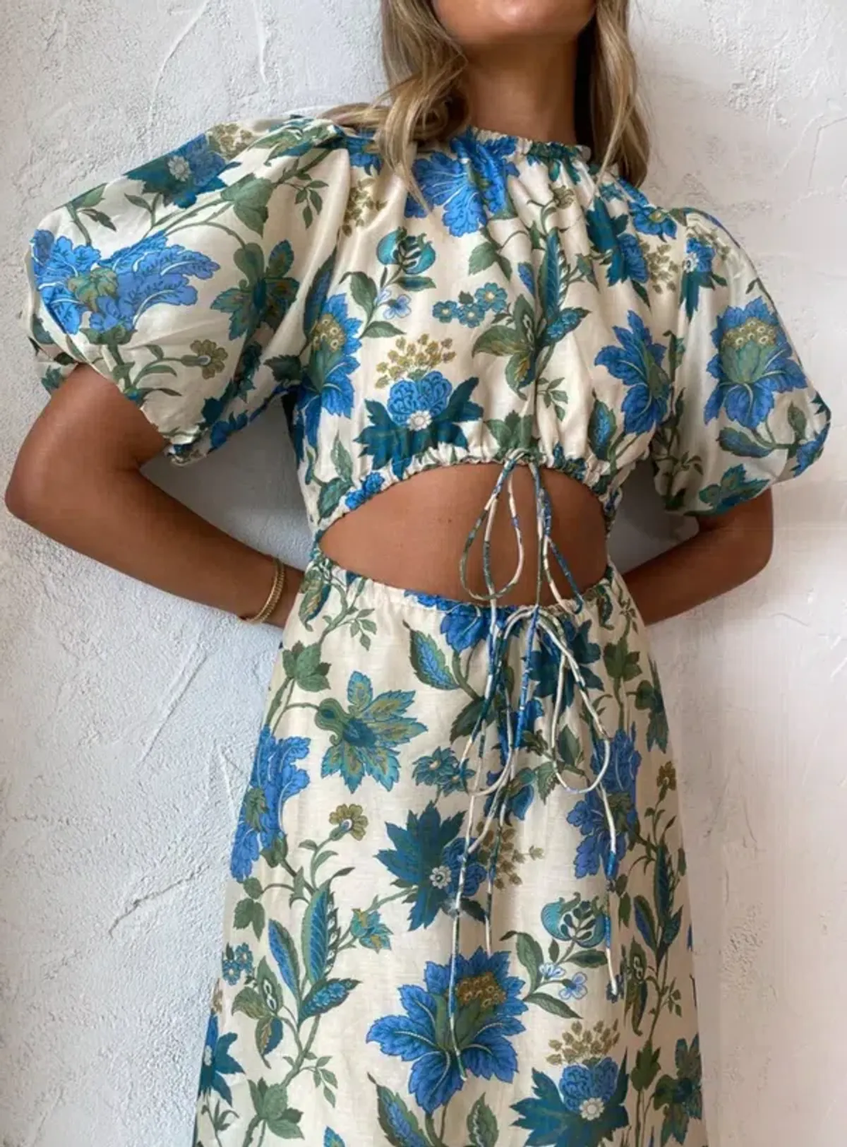 Sir the Label Celia Puff Sleeve Midi Dress in Blue Floral Alexandre Print Size 0 (AU 6) - Image 5
