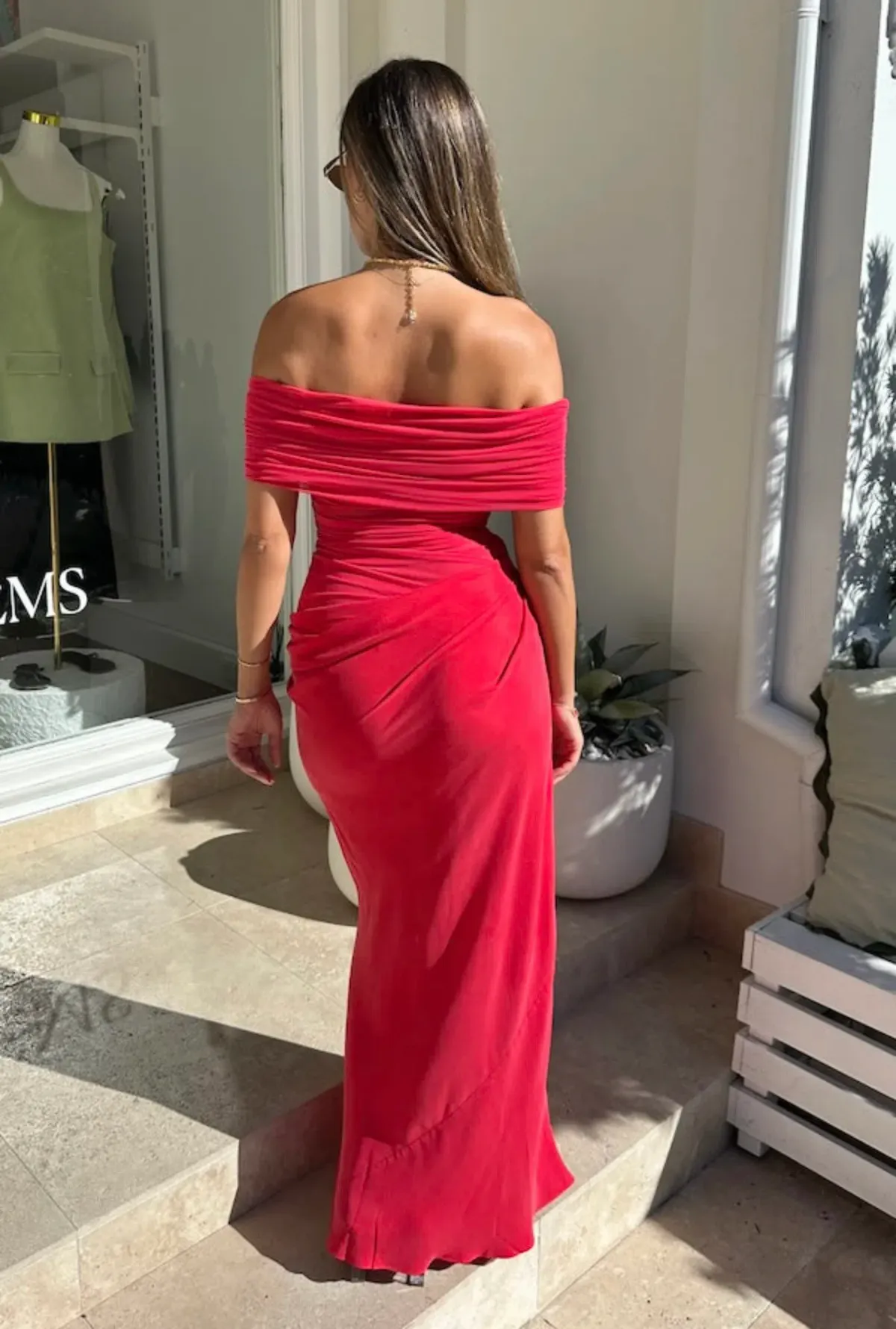 Benni Nico off Shoulder Maxi Dress in Watermelon Size 6 - Image 2