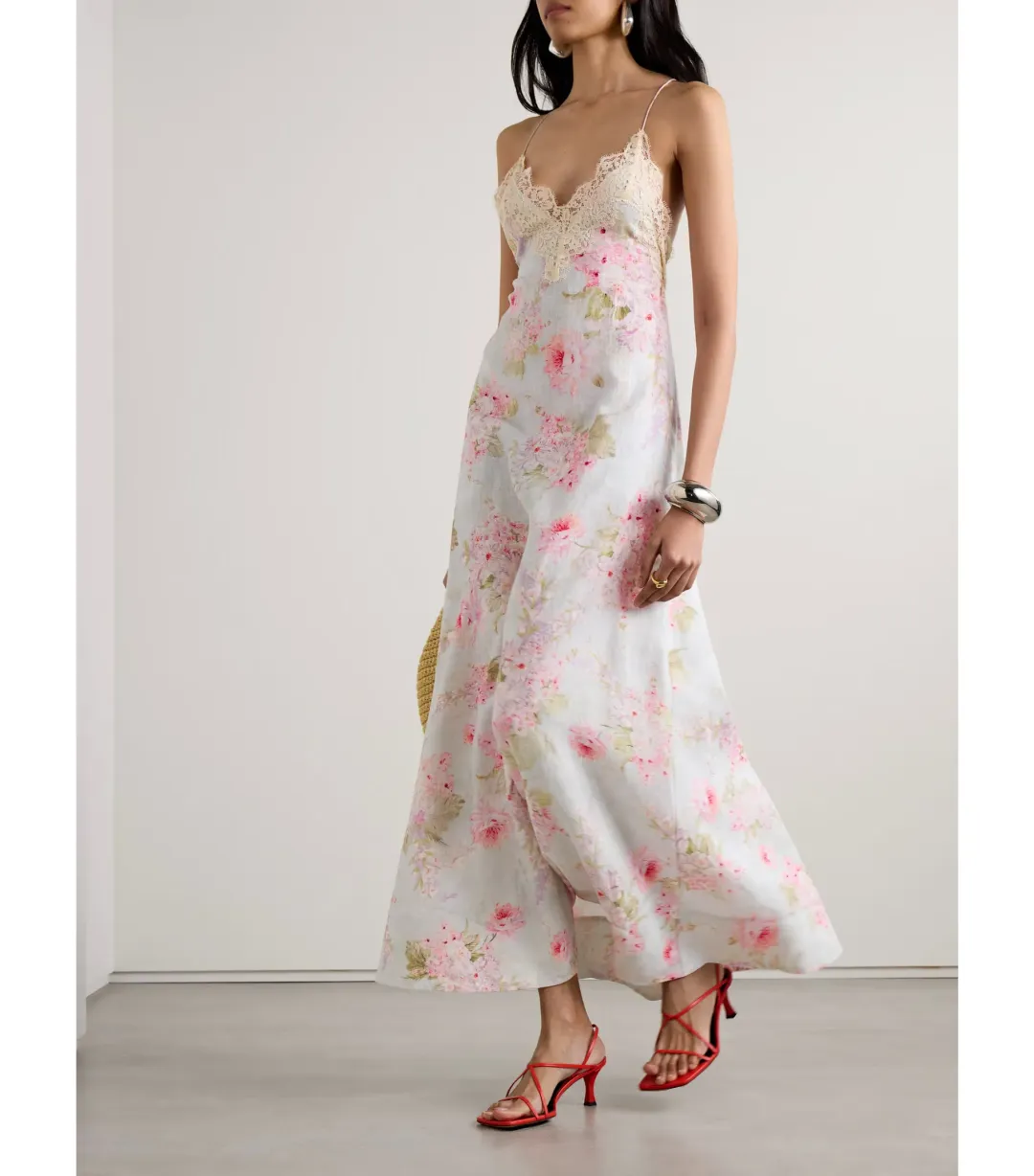 Zimmermann Halliday A-Line Maxi Dress in Blue Watercolour Floral Size 0 / AU 8 for rent on The Volte - main image