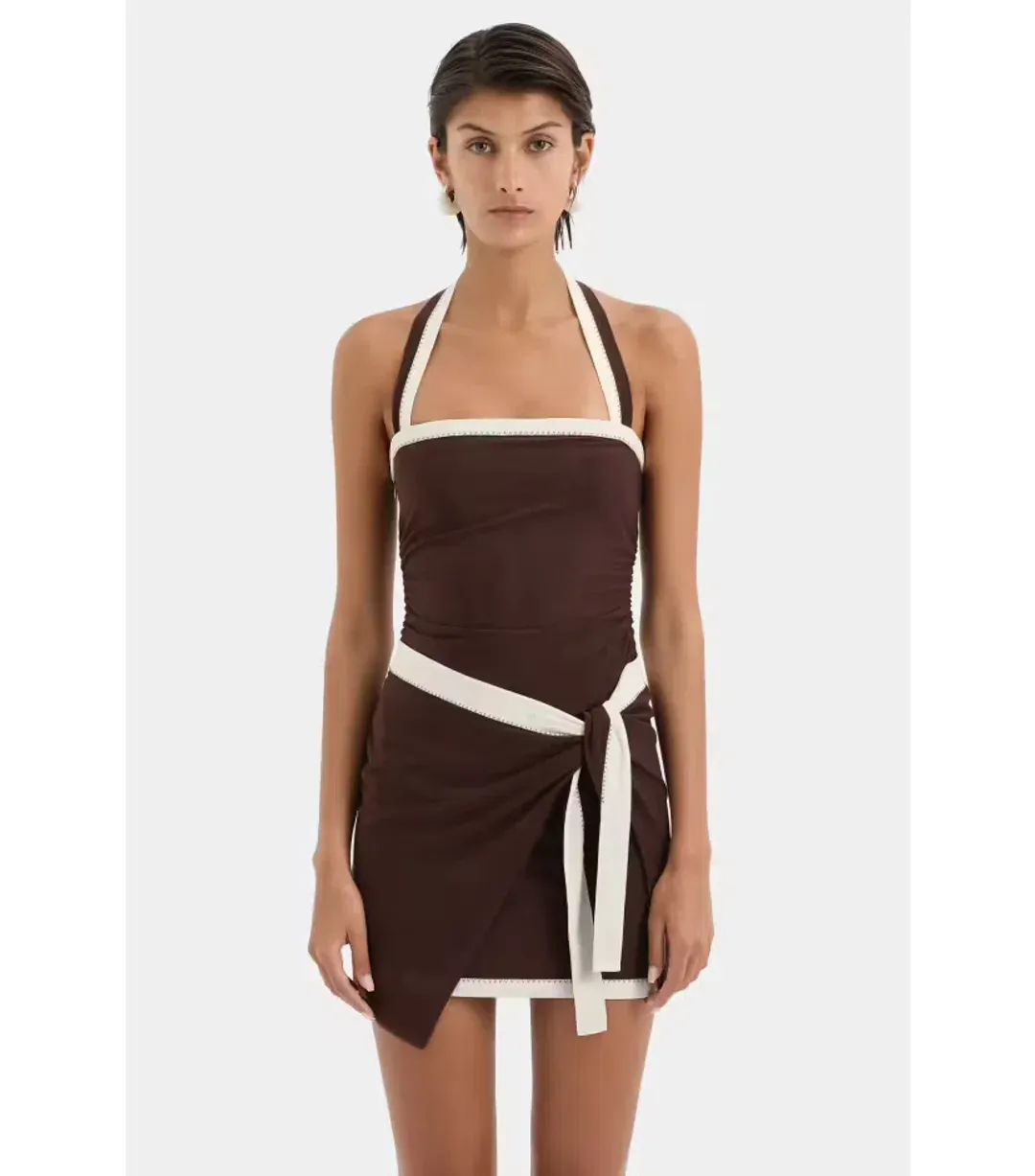 Sir The Label Jacques Mini Dress Chocolate Size 1 / AU 8 for rent on The Volte - main image
