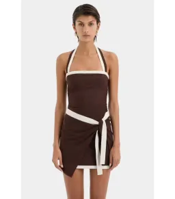 Sir The Label Jacques Mini Dress Chocolate Size 1 / AU 8 for rent on The Volte - image 3