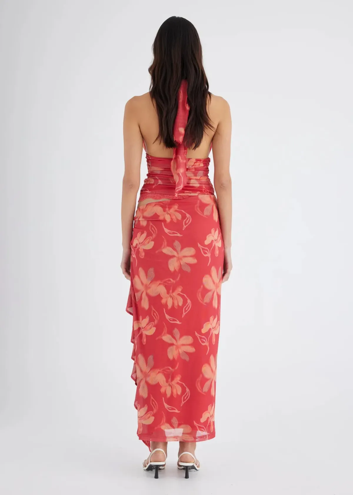 Benni Penelope Halter Maxi Dress Hibiscus Floral Size AU 14 - Image 3