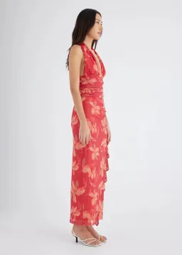 Benni Penelope Halter Maxi Dress Hibiscus Floral Size AU 14 for rent on The Volte - image 2