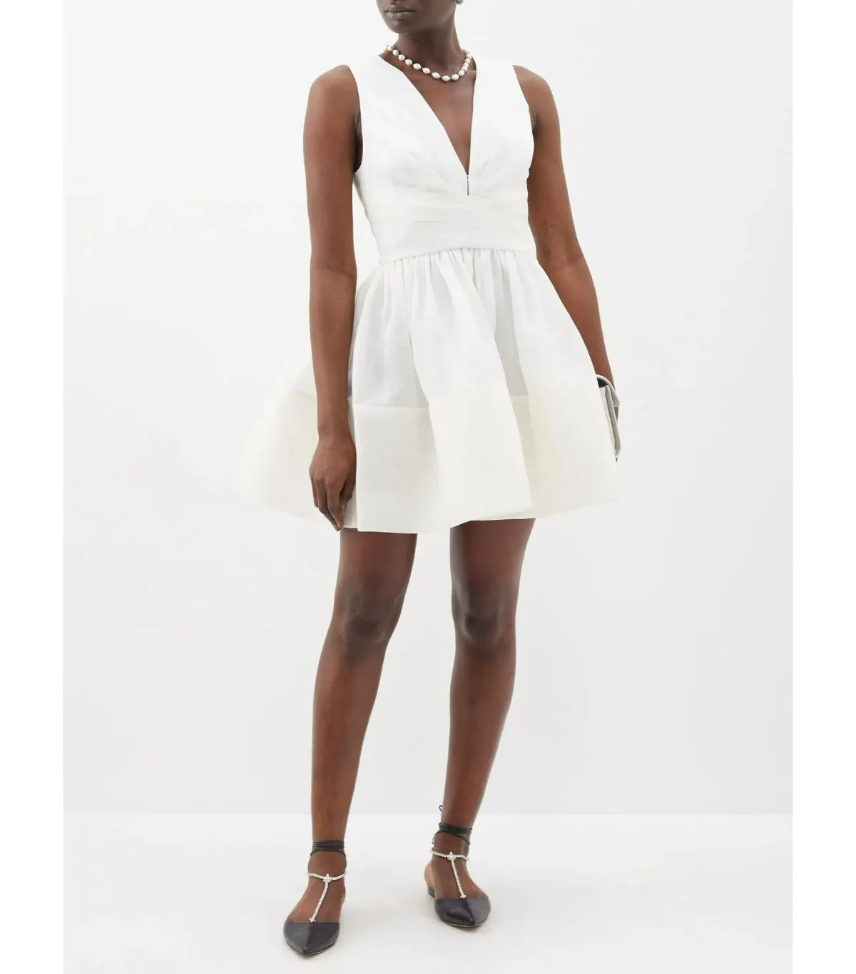 Zimmermann Tama V-Neckline Mini Dress White Size 1 / AU 10 - Image 2