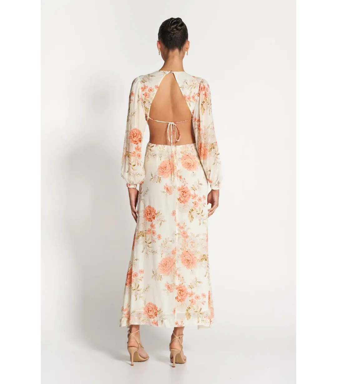 Sofia The Label Sara Open Back Midi Dress Rose White Size AU 8 for rent on The Volte - main image