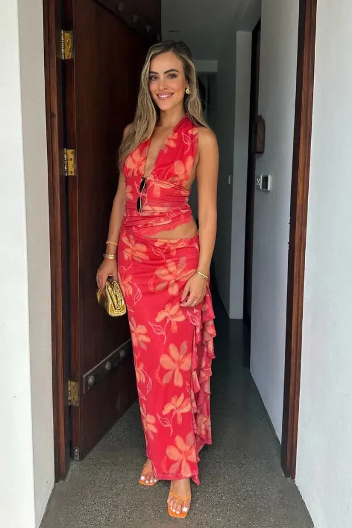 Benni Penelope Maxi Dress in Hibiscus Floral Size 6 - Image 3