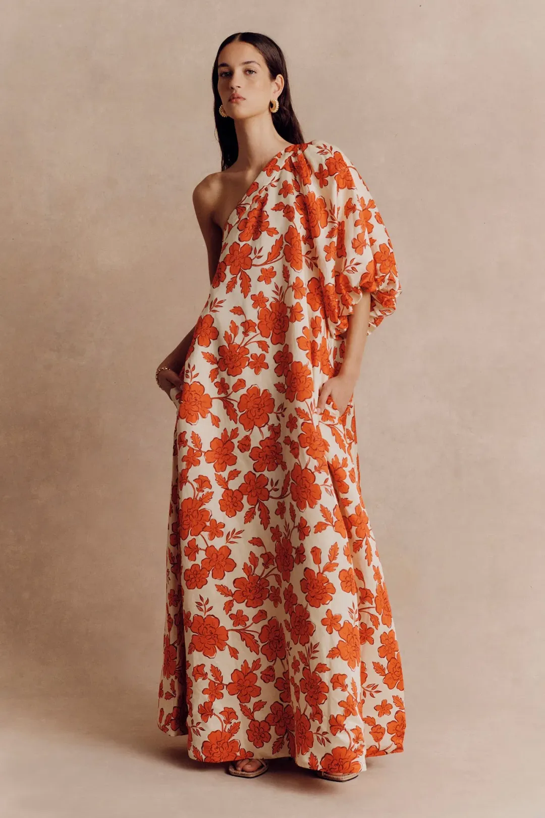 Hansen and Gretel Carmen One Shoulder Maxi Dress Wild Flower Size 14 for rent on The Volte - main image