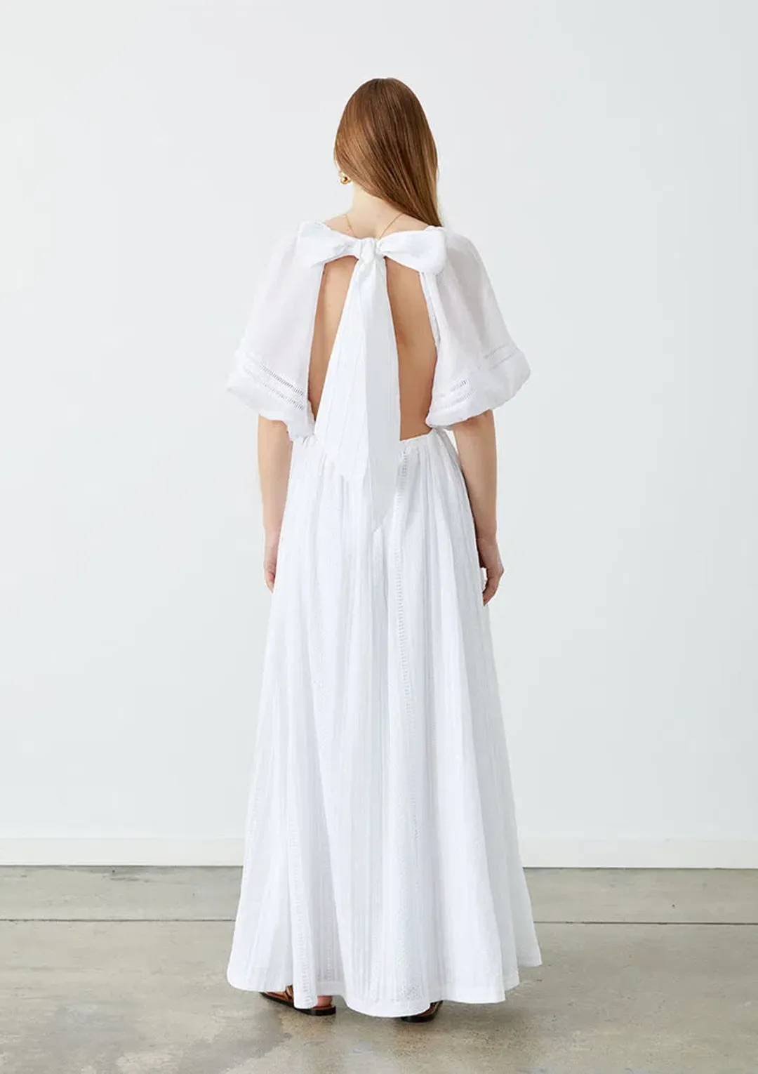 Joslin Studio Julianna Linen Ramie Maxi Dress Optical White Size 8 for rent on The Volte - main image