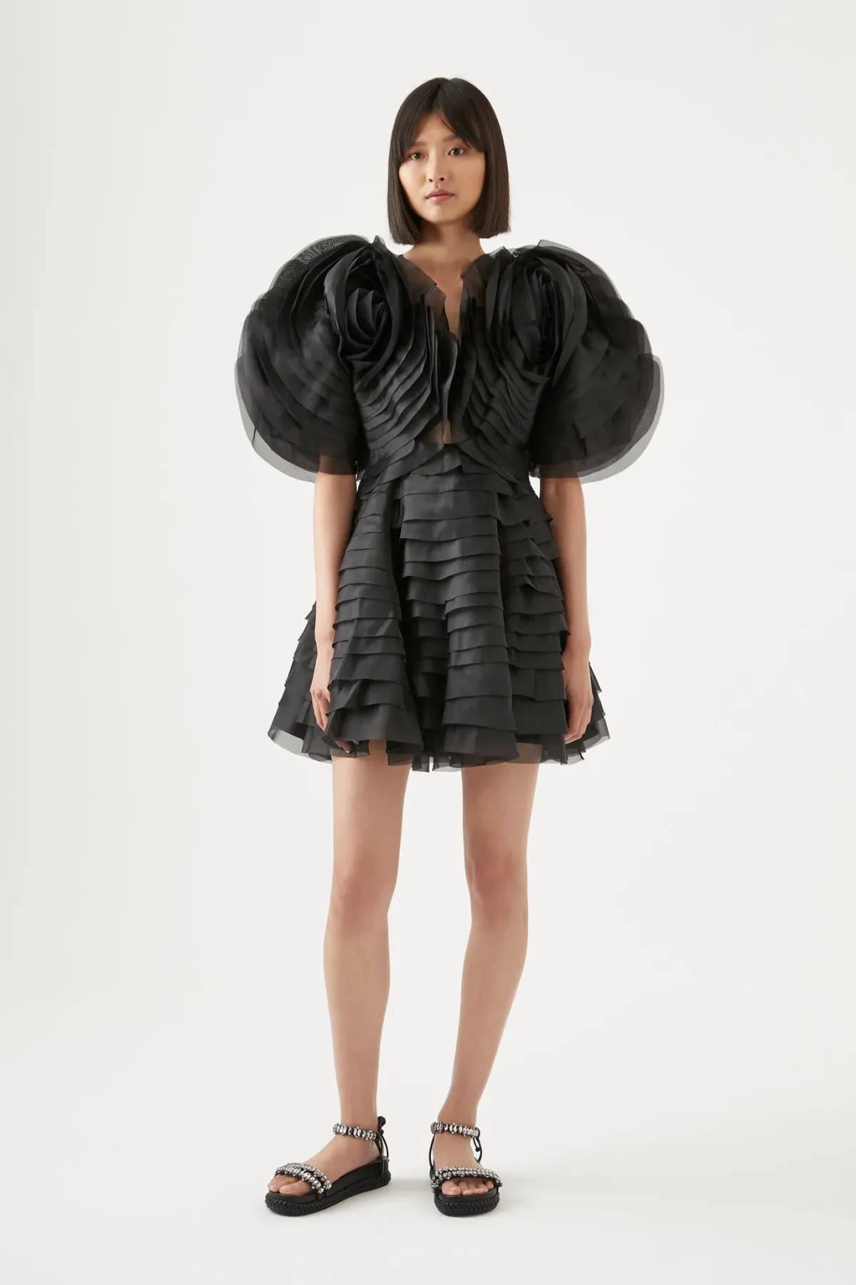 Aje Amour Ruffle Mini Dress Black Size 8 - Image 1