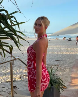 Kookai Soley Rouched Mini Dress Pink/Red Size 6 for rent on The Volte - image 4