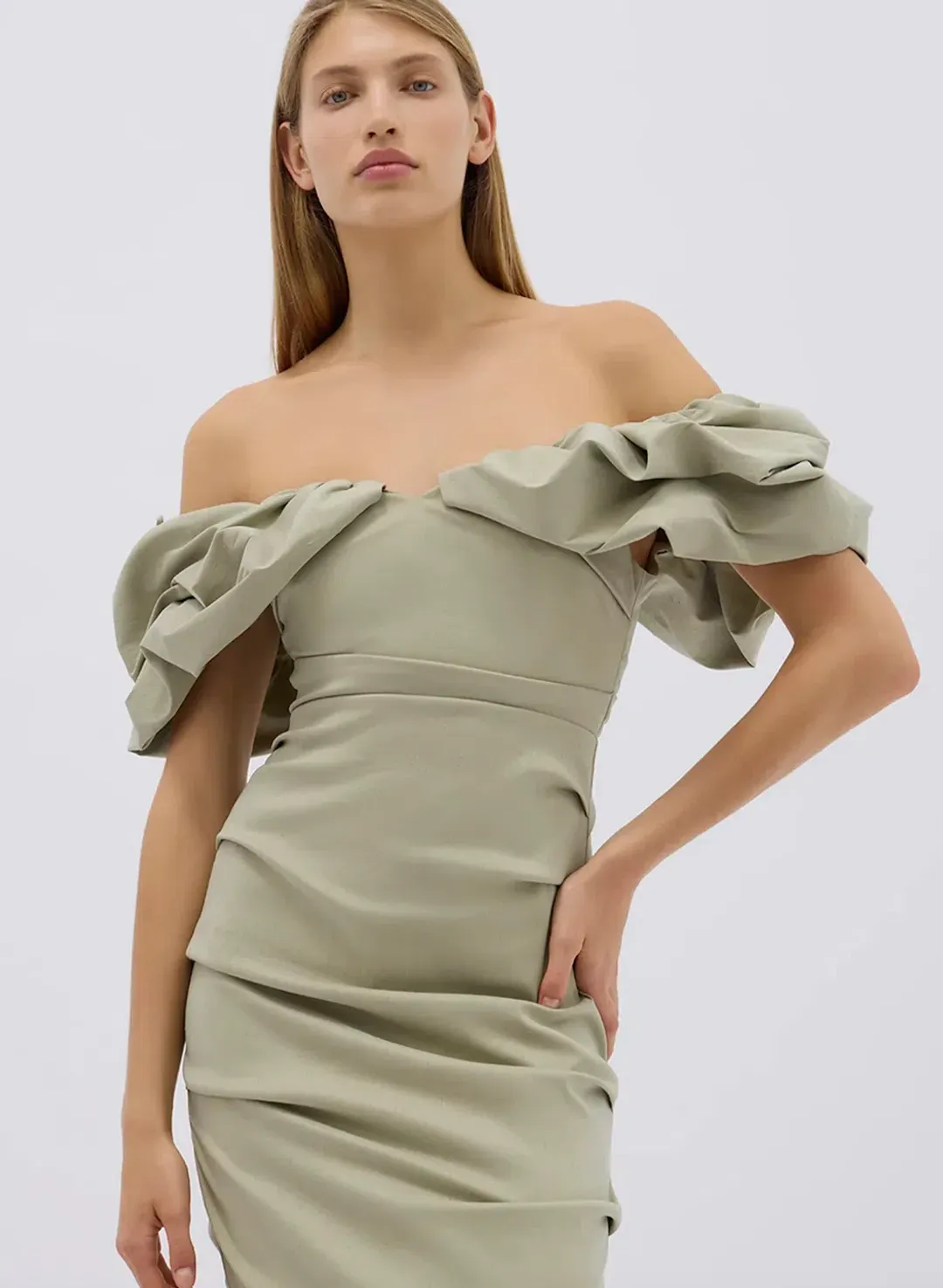 Rachel Gilbert Frey Gown Sage Size 3 / AU 12 for rent on The Volte - main image