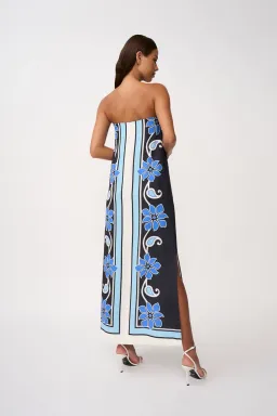 By Johnny Azure Granada Dress in Aqua Navy Ivory Size 8 for rent on The Volte - image 3