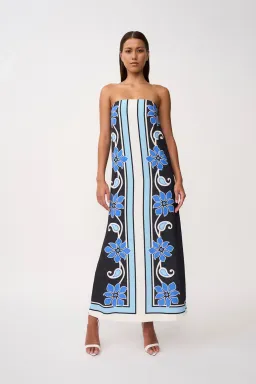 By Johnny Azure Granada Dress in Aqua Navy Ivory Size 8 for rent on The Volte - image 1