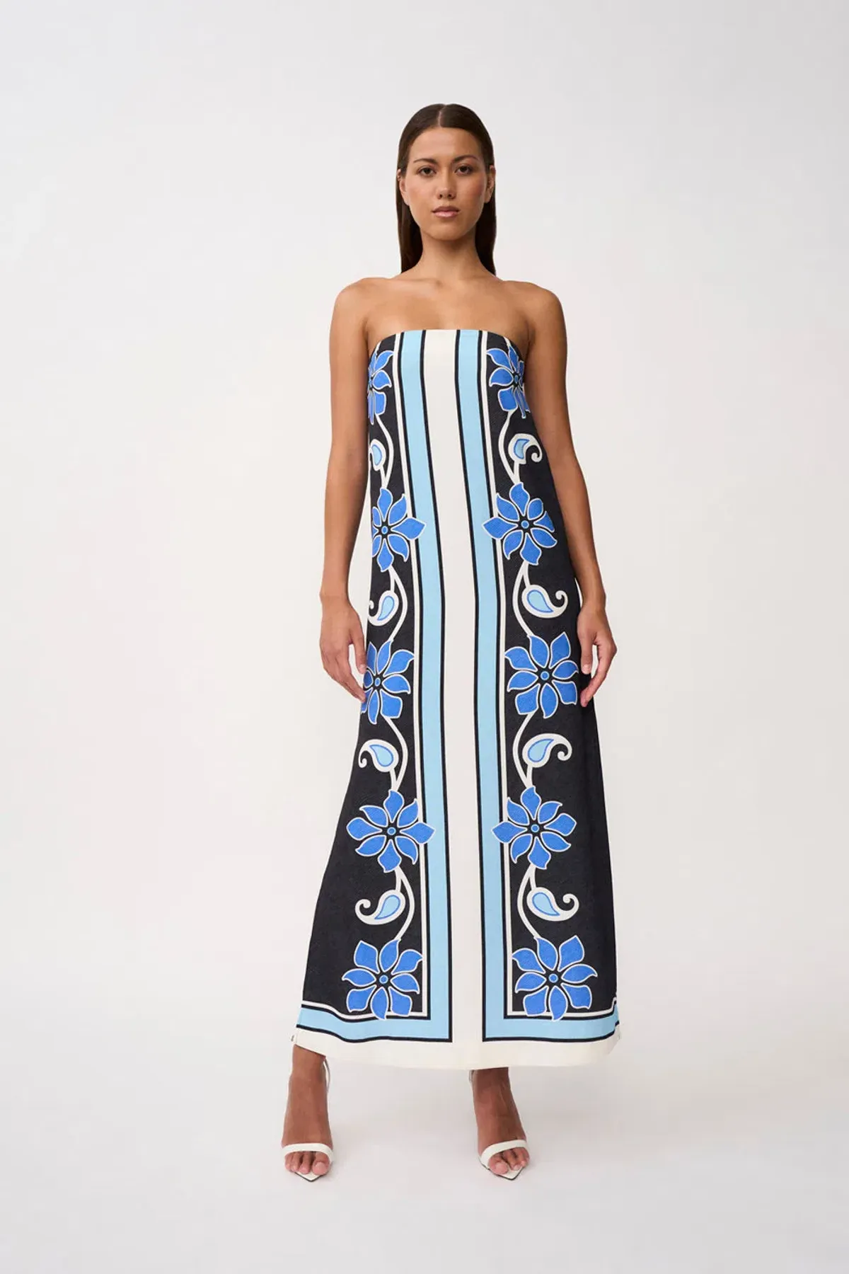 By Johnny Azure Granada Dress in Aqua Navy Ivory Size 12 - Image 1