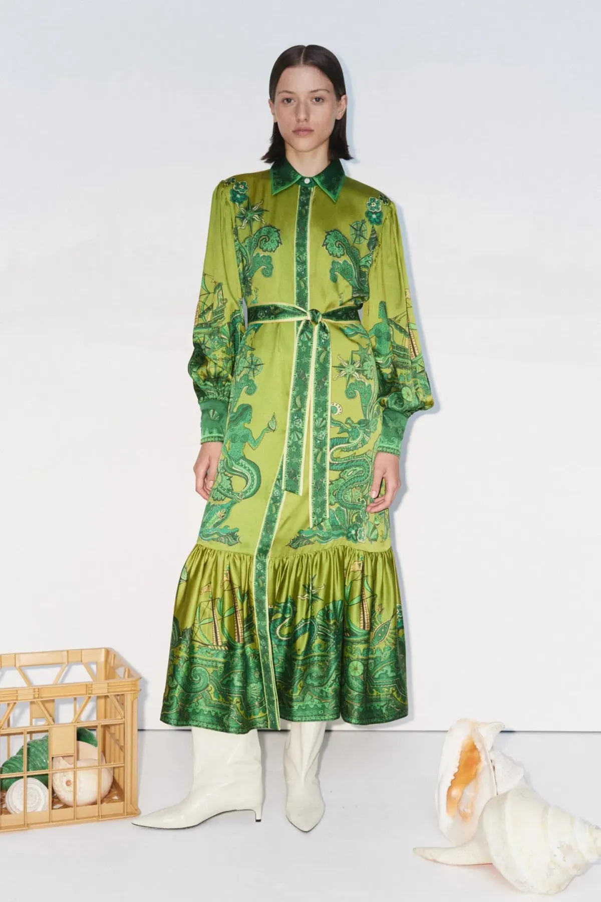 Alemais Solaris Shirtdress Green Size 10 - Image 1
