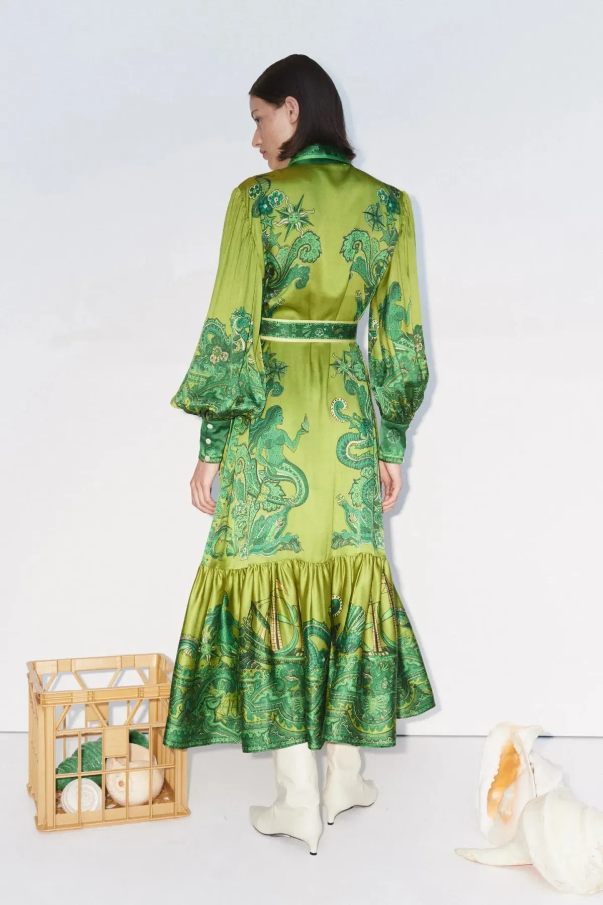 Alemais Solaris Shirtdress Green Size 10 - Image 3