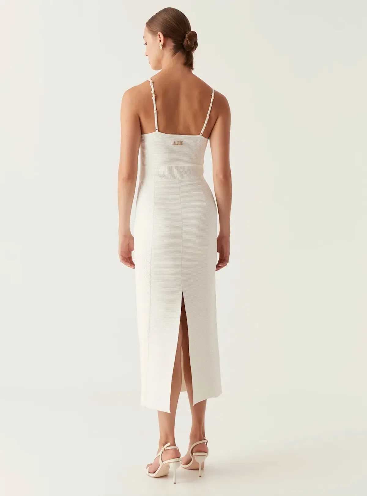 Aje Veida Ottoman Knit Midi Dress Ivory Size 8 - Image 4
