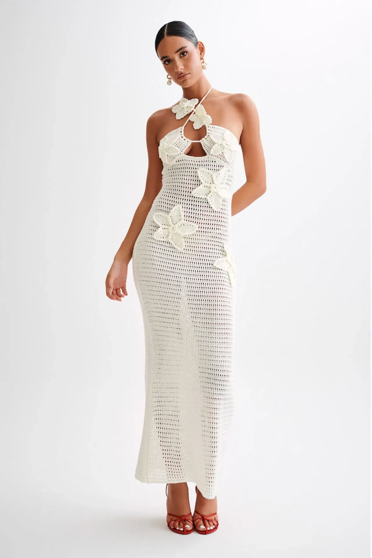 Meshki Kyla Floral Crochet Maxi Dress Ivory Size M / AU 10 - Image 1