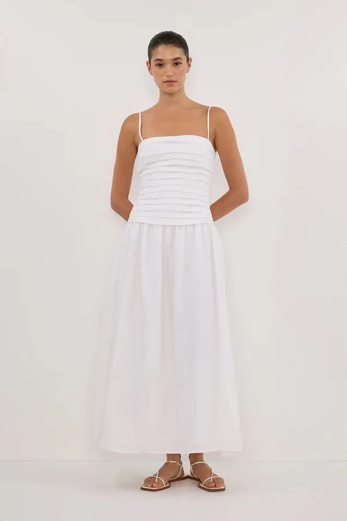 Dissh Reece Linen Midi Dress White Size 12 - Image 1