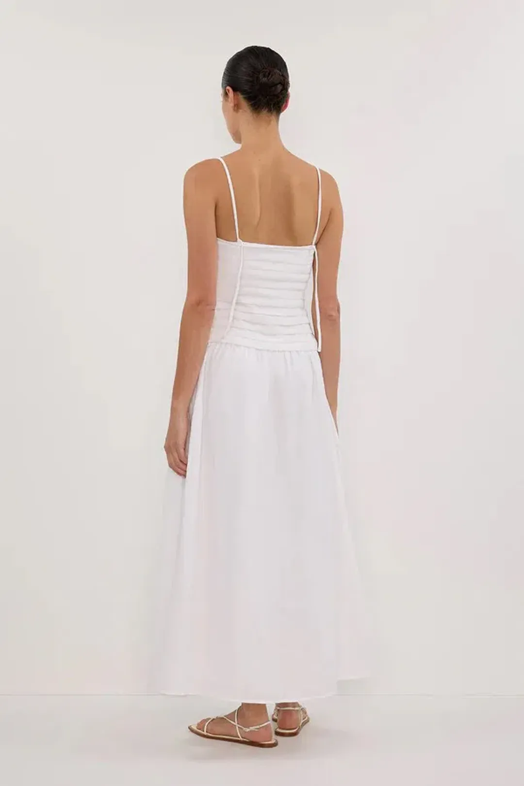 Dissh Reece Linen Midi Dress White Size 12 for rent on The Volte - main image