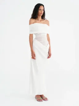 Benni Nico Off Shoulder Maxi Dress White Size S / AU 8 for rent on The Volte - image 4