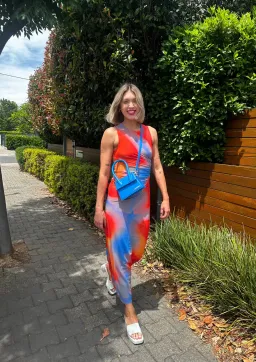 Scanlan Theodore Italian Watercolour Dress in Red/Blue Size AU 8 for rent on The Volte - image 6